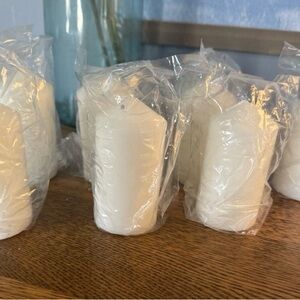 White Mini Pillar Candles Set of 5 Hexagon Wedding Decor Centerpiece Candles